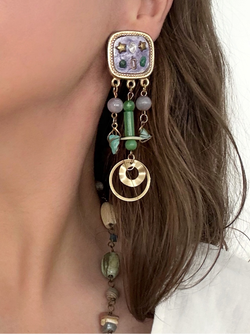 Vintage 80s/90s Celestial Stone Earrings